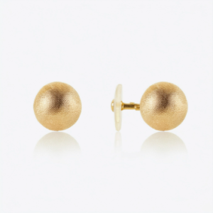 A pair of classic gold ball flat back earrings made from 14k gold, featuring a smooth, polished finish and a secure flat back design for comfortable wear. Ideal for helix and cartilage piercings, these minimalist stud earrings offer a timeless and elegant look.