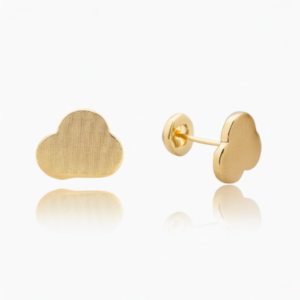 A pair of cloud shaped 14k gold flat back earrings, featuring a soft, rounded design perfect for helix earrings and cartilage piercings.